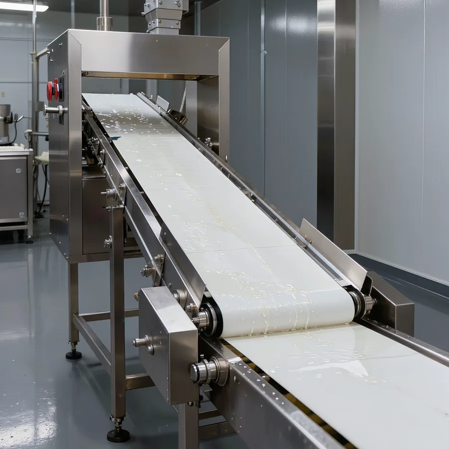 Reinraum einer Lebensmittelproduktion mit Edelstahlanlage